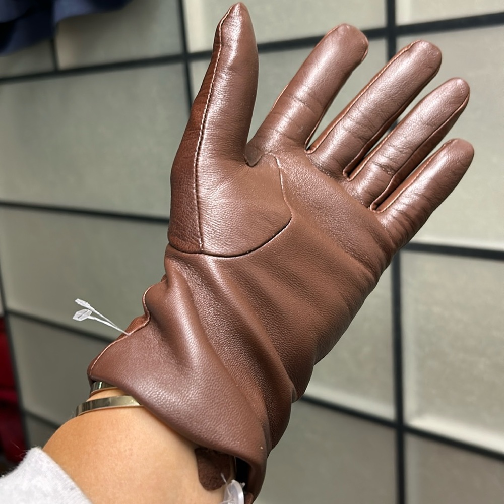 Leather cashmere lined gloves